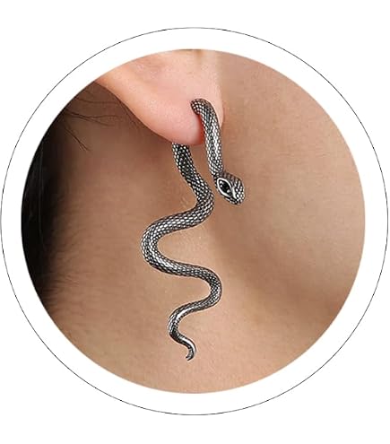 Amazon.com: Gold Snake Edgy Earring - Unique Animal Serpent Front