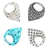 YUyuIII Baby Bandana Drool Bibs For Boys & Girls, Pure & Absorbent & Organic Cotton Burp Cloths, Set of 4, 4 Kinds of Patterns