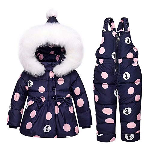 Baby Girls Winter Down Coats Snowsuit Outerwear 2Pcs Clothes Hooded Jacket Snow Ski Pants Outfits Set