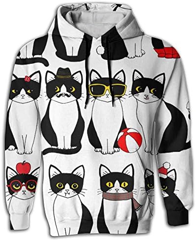 Vacation Kitten Young Men Printed Fashion Pullover Hooded Sweatshirt