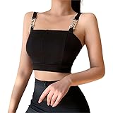 Spaghetti Strap Tank Tops for Women Goth Black Crop