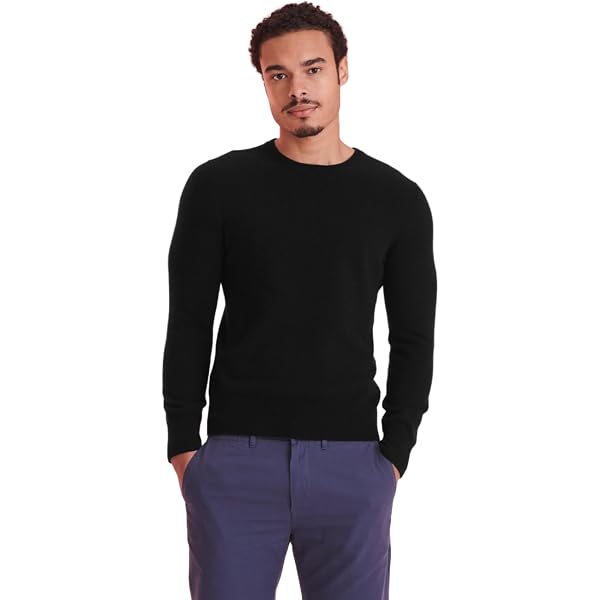 Theory Mens Riland Crewneck Grid in Light Bilen Black X-Small at