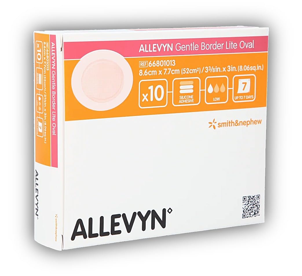 Allevyn Gentle Border Lite Oval Dressing, 8.6 x 7.7 cm