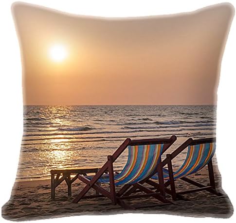 Sunset Beach Loungers Bedroom &amp; Living Room Decorative Bed Pillow Covers Two Sides [16" * 16",18" * 18",20" * 20",26" * 26"]