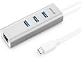 Anker USB-C to 3-Port USB 3.0 Hub with Ethernet Adapter for USB Type-C Devices Including the new MacBook 2016, ChromeBook Pixel and More (Silver Aluminum)