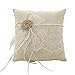 RIMOBUL Wedding Ring Pillow, Bearer Pillow Lace & Flower Ring Cushion for Beach Wedding Party Ceremony 8.2