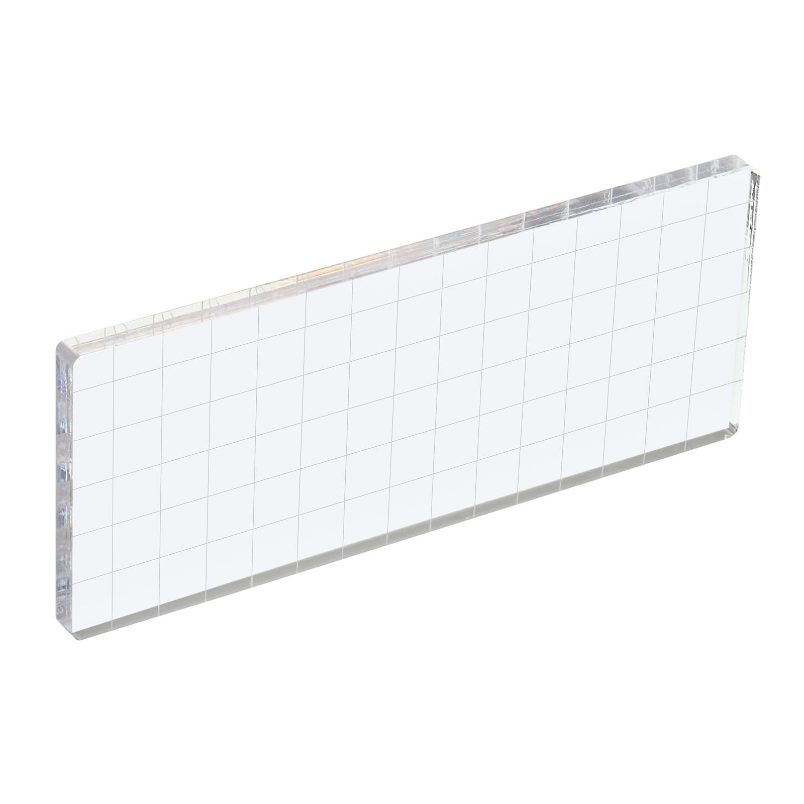 PATIKIL 6" x 3" Acrylic Stamp Block, Clear Stamping Block with Grid Lines Decorative Mounting Blocks Square for Scrapbooking DIY Crafts Card Making