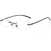 Agstum Pure Titanium Lightweight Rimless Frame Optical Glasses Eyeglasses | Ultra-light Durable Frame, Frameless Eyewear for Men, Minimalist Sleek Look, Replaceable Lenses
