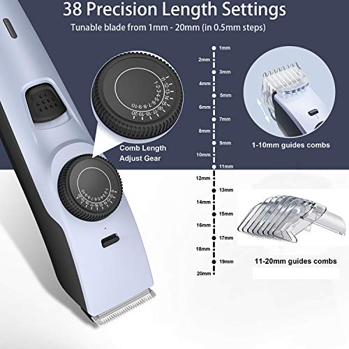 Beard Trimmer Hair Clipper for Men, WizPower Hair Trimmer Mustache Trimmer Cordless Hair Cutting Groomer kit With 2 Combs Hair Precision Trimmer USB Rechargeable