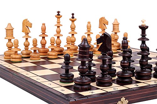 The Alcazar Chess Set an Unique Hand Crafted Wood Chess Pieces with a 5 inch King, 22.8 inch Wooden Chess Board that Folds for Chess Piece Storage - Thumbnail 6