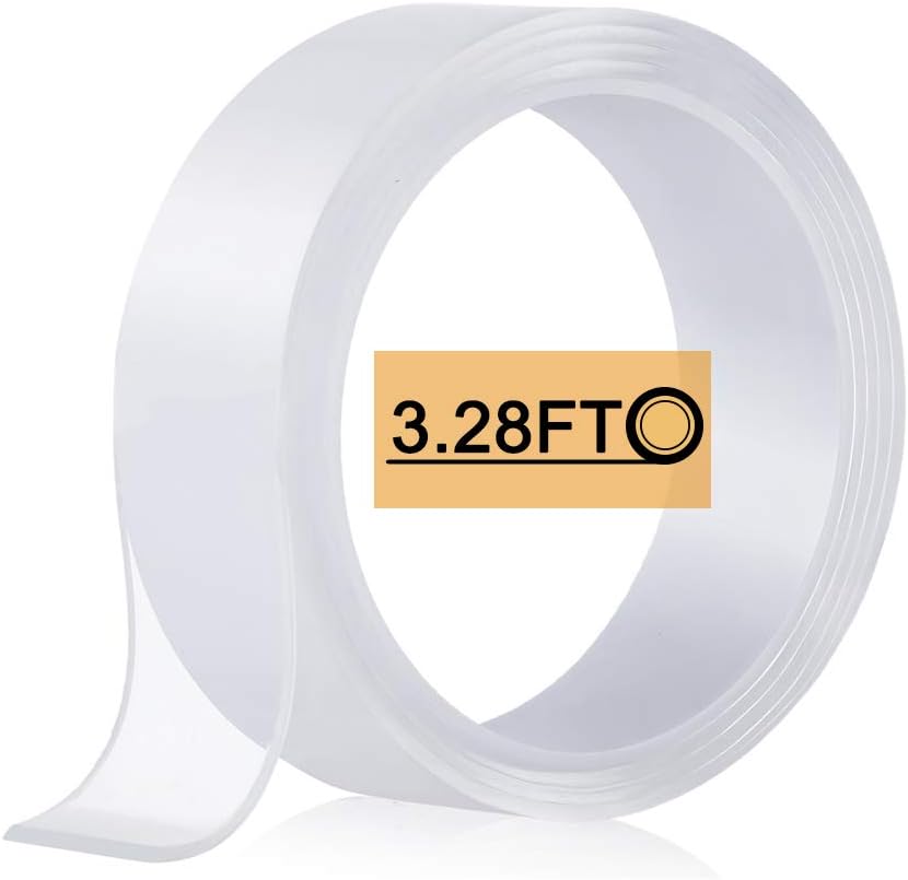 Nano Double Sided Tape, Removable Clear Gel Grip Tape (2Rolls, Total 19.7FT), Reusable Traceless Transparent Sticky Adhesive Tape,Non-Slip Mounting Tape for Carpet, Photo/Poster, Home and Office Use: Industrial & Scientific