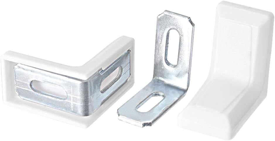 sourcing map 29mmx29mmx18mm Metal Plastic L Shaped Angle Bracket Shelf Corner Brace White, Pack of 15, 29mmx29mm,15pcs