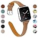 Joyozy Genuine Leather Bands Compatible Fitbit Versa &New Fitbit Versa Lite Smartwatch,Fitbit Versa Wristband Replacement Accessories Fitness Straps Bands Women Men（5.5
