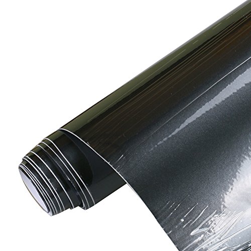 Car High Glossy Wrap Film, 152 x 50cm Air Release Waterproof Vehicle Sticker Decal Sheet for Car Laptop Motor Home Decoration (Black+High Glossy Film)