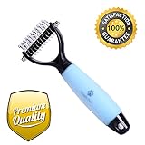 Dog Dematting Brush Pet Grooming Detangling Deshedding Comb Tool with 2 Sided Undercoat Rake Detangler for Dogs & Cats - Effectively Removes Mats and Tangled Hair, EXTRA COMFORTABLE HANDLE