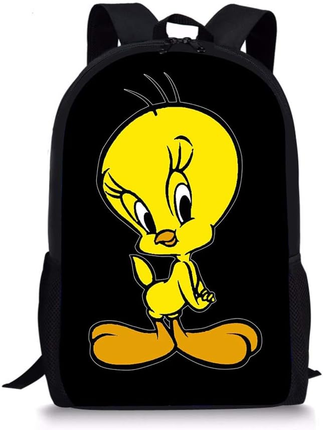Tweety Bird Pattern Backpack, Lightweight Multi-Function College School laptop Bookbag 17 Inches