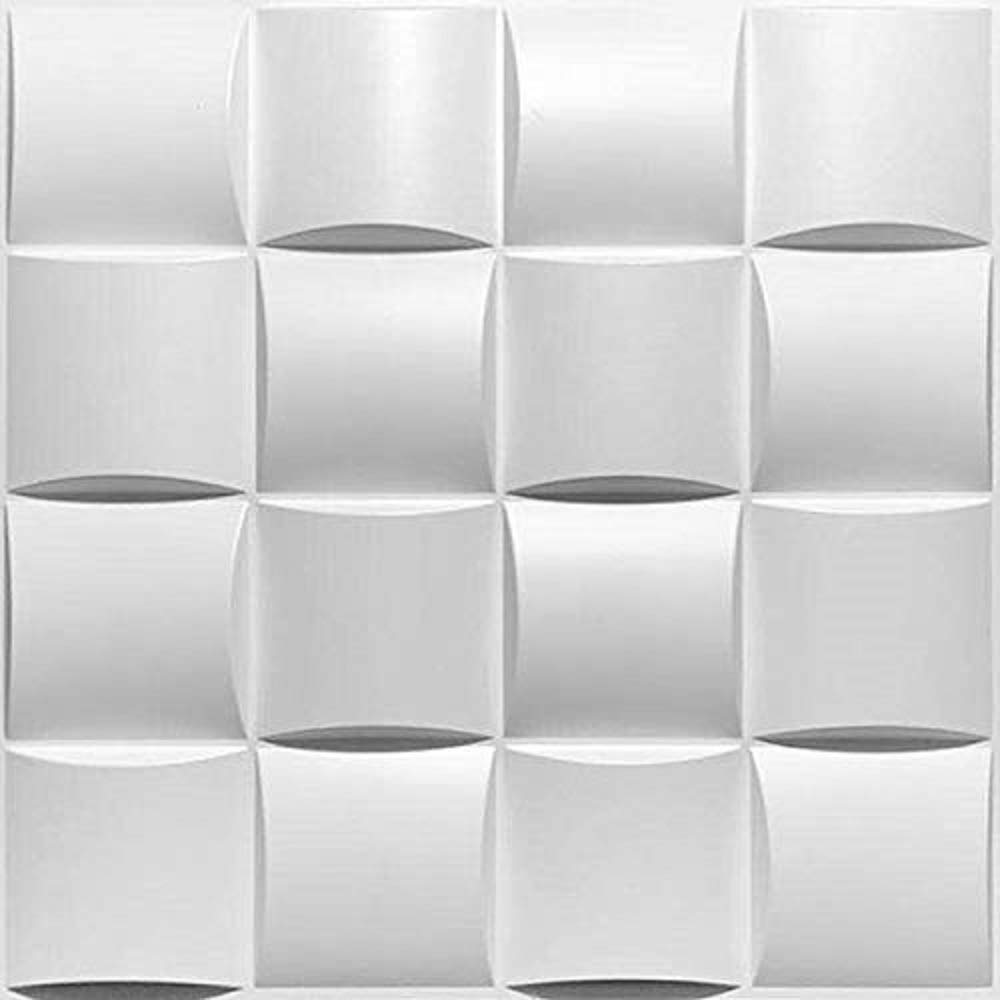 London 3D Wall Panels - Matt White PVC Panels - 50cm X 50cm Ceiling Panels Covers 32 Sq. Feet - 3D Panels for Interior Wall Décor in Living Room, Bedroom, and Office - 12 Pack PVC Ceiling Panels
