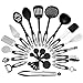 26 Piece Kitchen Utensils Set & Cooking Tools, Stainless Steel & Nylon Gadgets, Includes Turner, Tong, Spatula, Pie Server, Pizza Cutter, Whisk, Grater, Peeler, Can Opener, Measuring Cups & Spoons