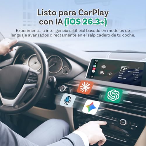 OTTOCAST Play2Video Ultra 2026 AI Box, Adaptador Inalámbrico CarPlay y Android Auto con Youtube, DAZN, Spotify, WiFi 6, 4GB+32GB, Plug & Play para Coche con CarPlay por Cable Desde 2016