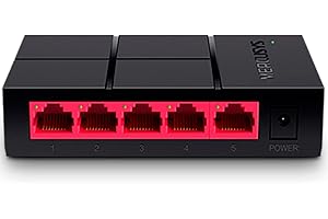 Mercusys MS105G 5-Port Gigabit Ethernet Switch – 10/100/1000 Mbps, Plug & Play, Auto MDI/MDIX, Compact Plastic Housing, Silen