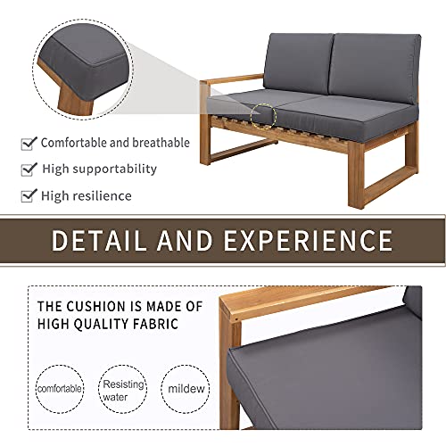 XD Designs 3Piece Outdoor Patio Furniture Set, Acacia Wood Sectional