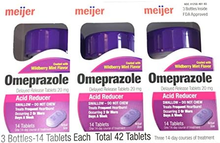 Omeprazole WILDBERRY MINT Delayed Release Tablets 20mg Acid Reducer 3 Bottles 14 Tablets Each 42 Tablets per Bottle- Buy More, Save More (1)