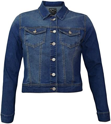 Women's Denim jean jacket Plus Size Stretchy Comfy Medium Blue Size 1X