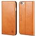 iPhone 6S Plus Case, iPhone 6 Plus Case, SHIELDON Genuine Leather Wallet Case Flip Book Design w/Stand & Credit Card Compartments, Magnetic Closure for iPhone 6 Plus and iPhone 6S Plus, Tan Brown