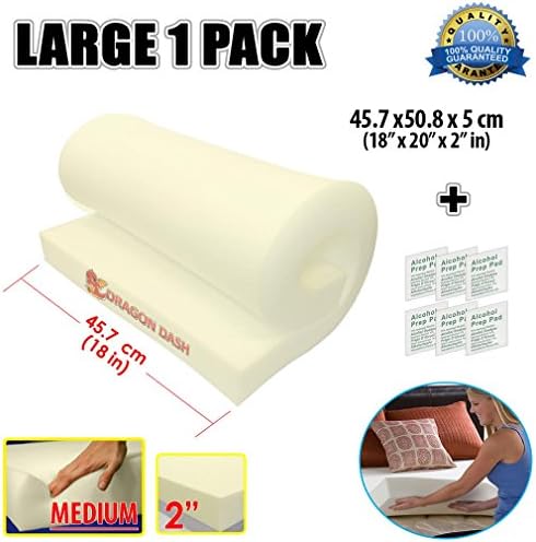 Dragon Dash New 18" x 20" x 2" Medium Density 24 KG/M3 Upholstery Foam Cushion Sheet Seat Replacement Foam Padding DD1137