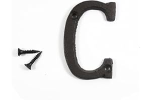 KiaoTime 3" Vintage Decorative Cast Iron Metal Alphabet Letters Wall Sign Hanging Address Name Sign Letter 'C'
