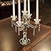 Allgala Crystal Candle Holder 5-Arm Taper Candlestick Crystal Candelabra - Centerpiece for Home Wedding Event and Party Festival