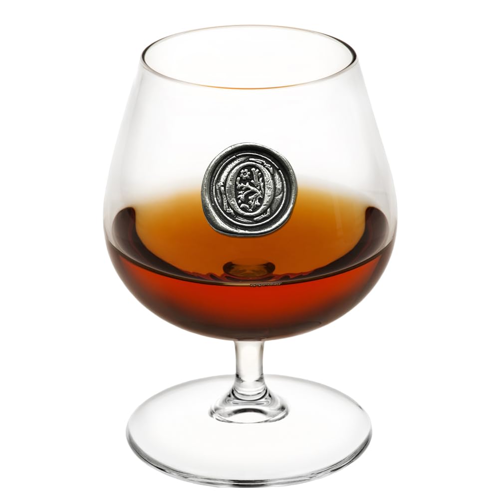 English Pewter Company 14.5oz Brandy Cognac Snifter Glass with Monogram Initial - Personalised Gift with Your Choice of Initial (O) [MON215]