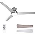 Amico Ceiling Fans with Lights, 52 inch Low Profile Ceiling fan with Light and Remote Control, Flush Mount, Reversible, 3CCT, Dimmable, Noiseless, Nickel Ceiling Fan for Bedroom, Indoor/Outdoor Use