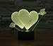 Romantic 3D Glow LED Night Light 7 Colors Optical Illusion Lamp Touch Sensor Perfect for Home Party Festival Decor Great Gift Idea (Arrow Through Heart)