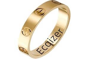 Ecqizer Love Rings Titanium Steel Promise Best Gifts for Men Women Girls Wedding Engagement Valentine's Day Mother's Day Father's Day