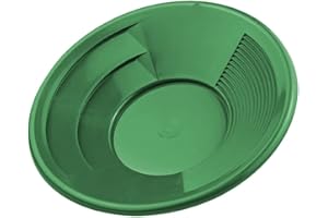 DRAGONXT 12" Green Dual Riffle Gold Pan for Prospecting, Panning and Mining