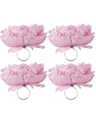 DII Z01919  Napkin Rings for Family Dinners, Weddings, Outdoor Parties or Everyday Use-Peony Flowers, Set of 4, Pink