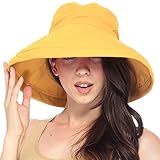 Simplicity Summer Solid Cotton Bucket Hat With Big Fold-Up Brim, Mango