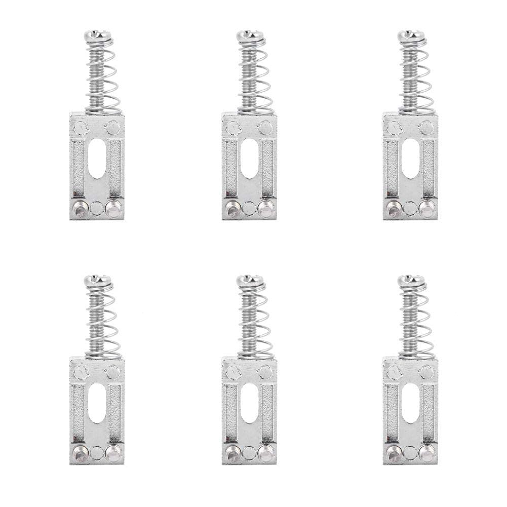 Bnineteenteam Electric Guitar Bridge Saddles, 6pcs Single Locking Metal Tremolo Bridge Saddles with Screw Spring for Electric Guitar (silver) Saddle For 3/4 Size Electric Guitar Bridge
