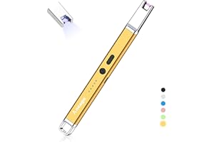 Aneagle Lighter Electric Candle Lighter Upgraded Rechargeable Candle Lighter with LED Flashlight Windproof Flameless and Hanging Hook LED Battery Display Arc Candle Lighter for Candle Grill Camping