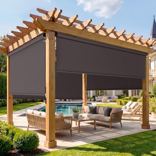 Outdoor Roller Shade, 420GSM New Material Patio Shade with 95% UV Protection, C…