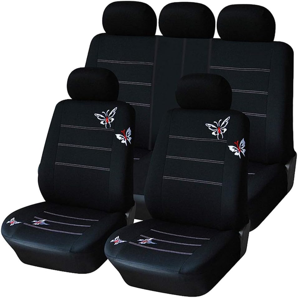 QXCOM Universal Auto Full coverage Seats Covers Flax fiber Car Seat Cover for mercedes benz class b w245 w246 b180 class c w202 t202 w203 t203 w204 w205 c200 class g w460 w461 w463 (黑色)
