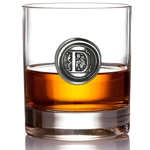 English Pewter Company 11oz Old Fashioned Whiskey Rocks Glass With Monogram Initial - Unique Gifts For Men - Personalized Gift With Your Choice of Initial (J) [MON110] - Thumbnail 2