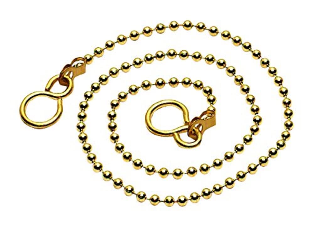 Merriway BH04136 Polished Brass Bath Chain Ball Type and S-Hooks, 450 mm (18 inch)
