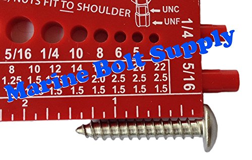 Marine Bolt Supply Nut, Bolt & Screw Gauge Standard & Metric Coarse & Fine Diameter, Length & Thread Pitch (Red)