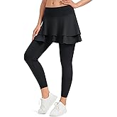 beroy Skirted Leggings for Women Active Tennis Ruffle Pleated Skort Athletic Golf Pickleball Skirt Pockets