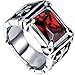 Men's Vintage Large Crystal Stainless Steel Dragon Claw Cross Ring Band Gothic Biker Knight Silver Red Size 11