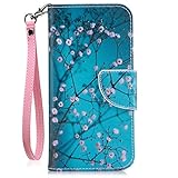 JanCalm Google Pixel Case, Google Pixel (2016) Wallet Case, [Card/Cash Slots] [Wrist Strap] Design Dual- Use Flip Pattern Premium PU Leather Fold Wallet Pouch Cover + Crystal Pen (Plum Blossom)