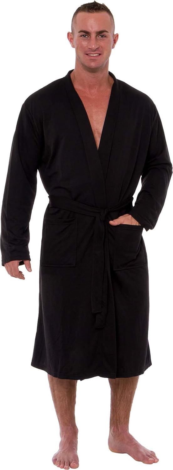 Ross Michaels Men's Lightweight Robe Luxury Knit Sleep Jersey