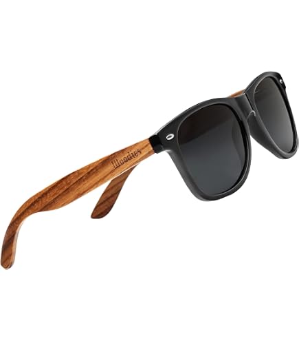 Real Zebra Wood Half-Rim Sunglasses with Polarized Lenses Half Dome Dark Black Titanium & Zebrawood Sunglasses  main image 4
